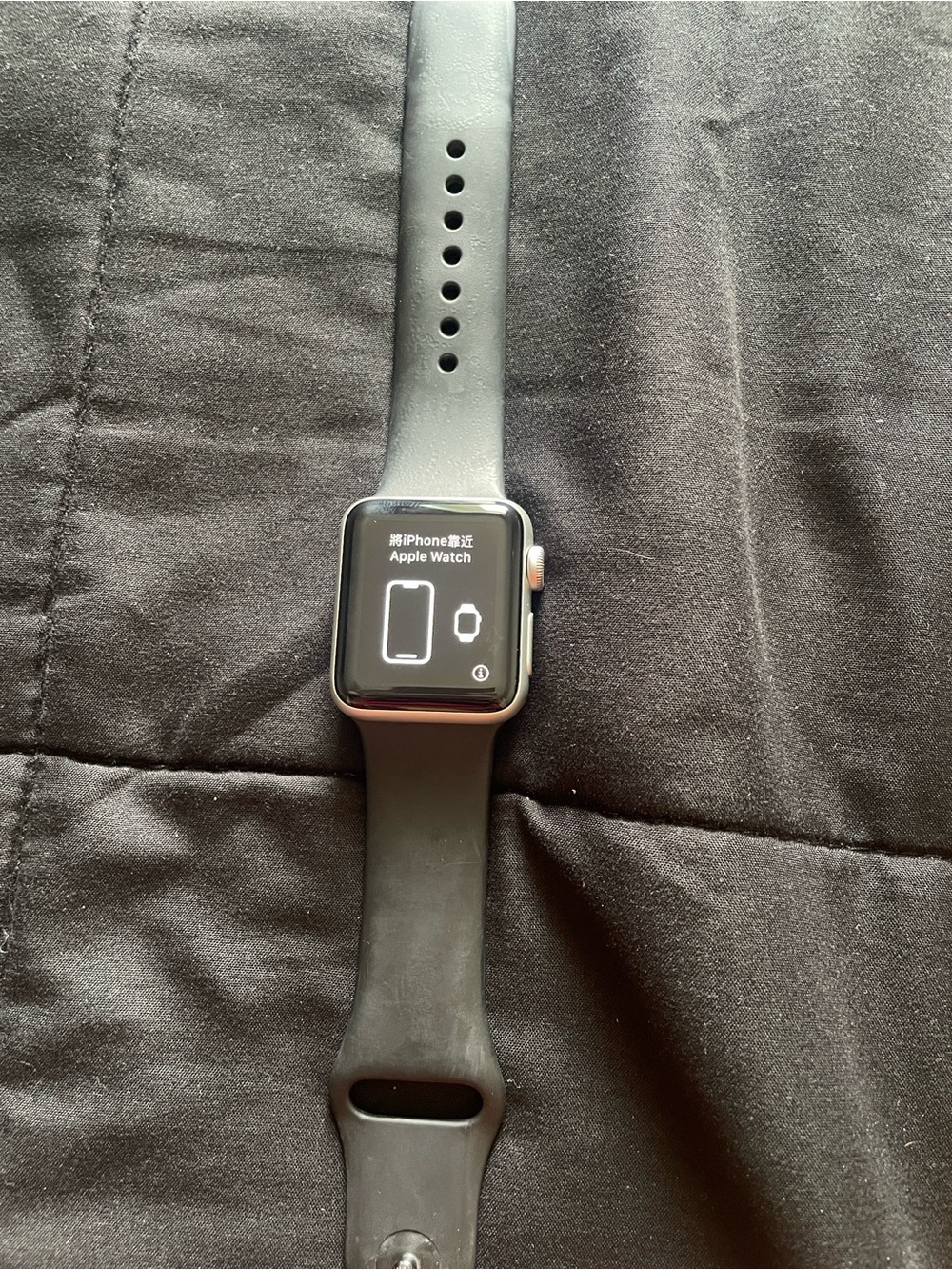 Apple Watch with Black Silicone Band - Space Gray Case